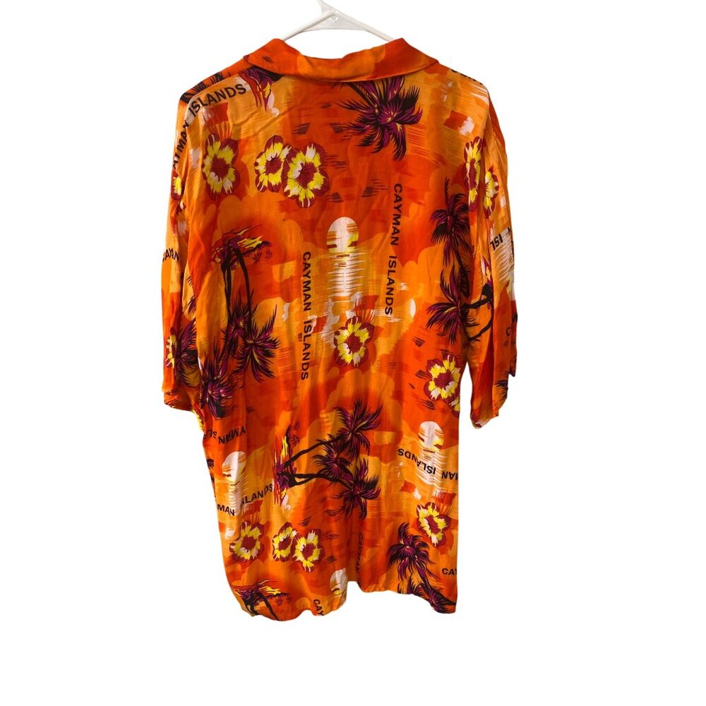 Cayman Islands Orange Tropical Men Button-Down Shirt By Shoreline Size XL Lightw - Picture 4 of 5